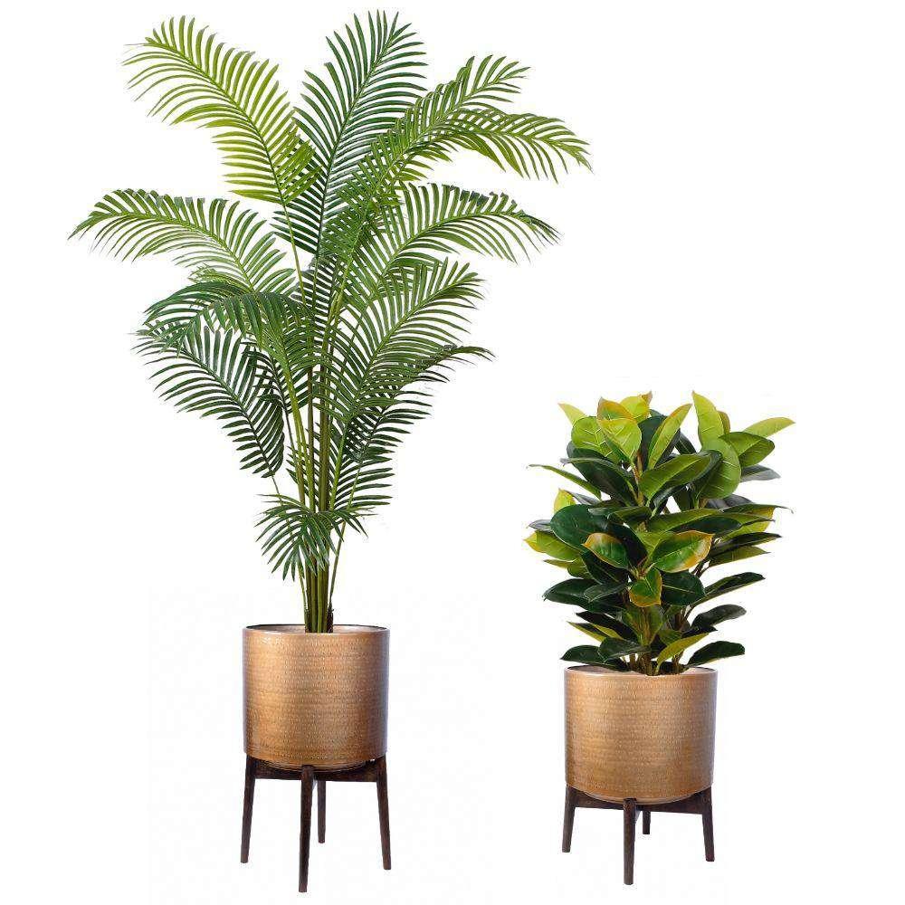 Adora -Mid-Century Modern Plant Stand With Brass Planter | Brass Brass Brass