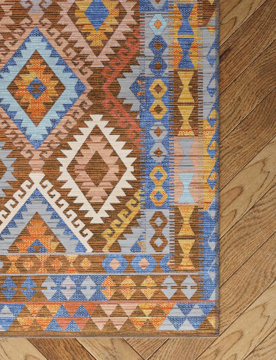 Assania Blue Brown Multi Rug – 2.5×16 Rugs – Premium Linen | 2.5×16 Rugs 2.5x16 Rugs 2.5x16 Rugs