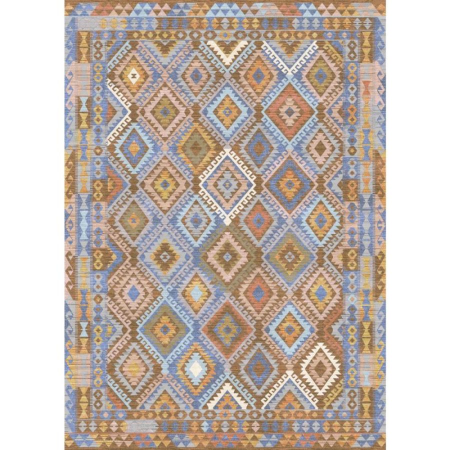 Assania Blue Brown Multi Rug – 3×5 Rugs – Premium Linen | 3×5 Rugs 3x5 Rugs 3x5 Rugs