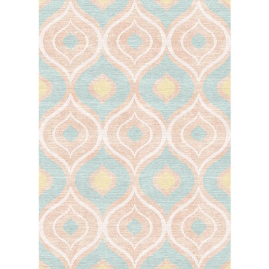 Benett Teal Coral Yellow Rug – 5×7 Rugs – Premium Linen | 5×7 Rugs 5x7 Rugs 5x7 Rugs