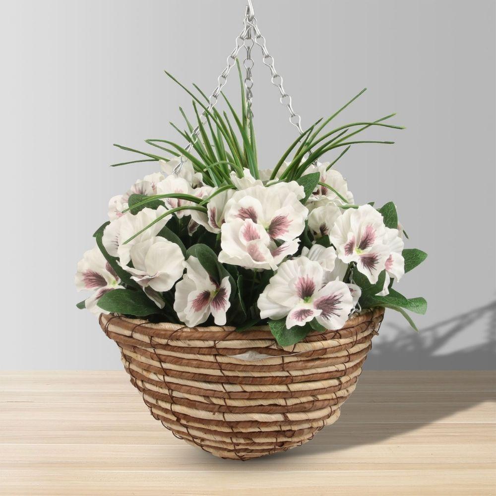 Camila Artificial Floral Arrangement In Hanging Basket | Potted Hanging Plants Decor Potted Hanging Plants