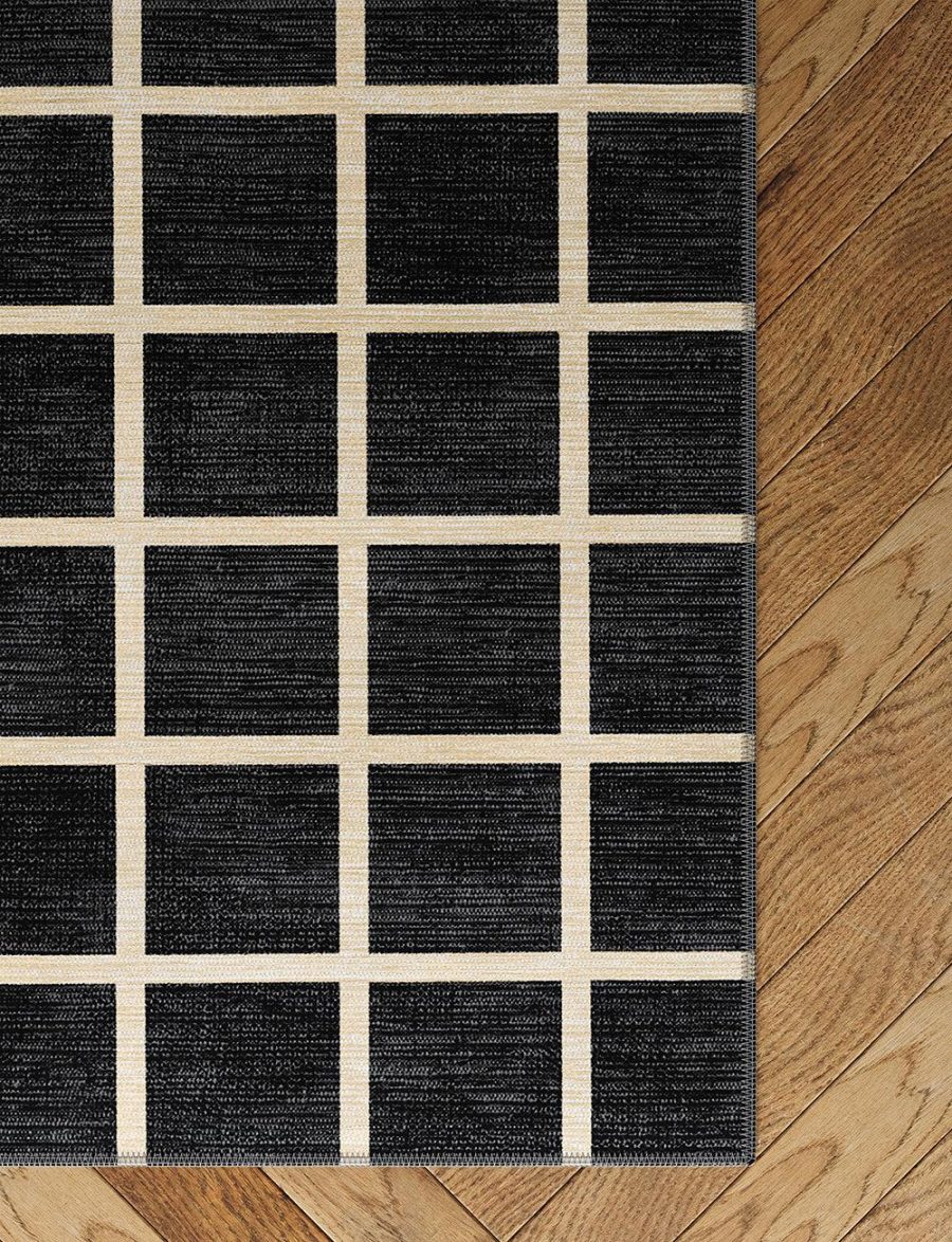 Caper Black Natural Checkered Rug – 5×7 Rugs – Premium Linen | 5×7 Rugs 5x7 Rugs 5x7 Rugs