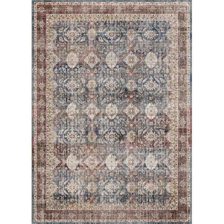 Clara Red Blue Rug – 5×7 Rugs – Premium Linen | 5×7 Rugs 5x7 Rugs 5x7 Rugs