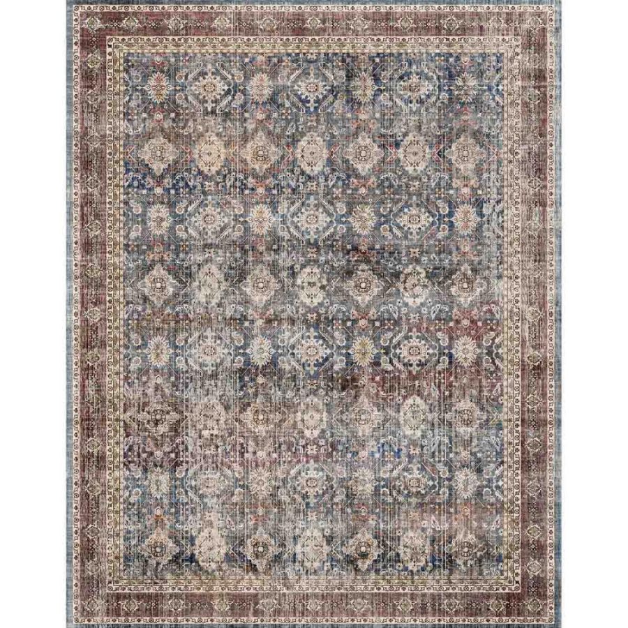 Clara Red Blue Rug – 5×7 Rugs – Premium Linen | 5×7 Rugs 5x7 Rugs 5x7 Rugs