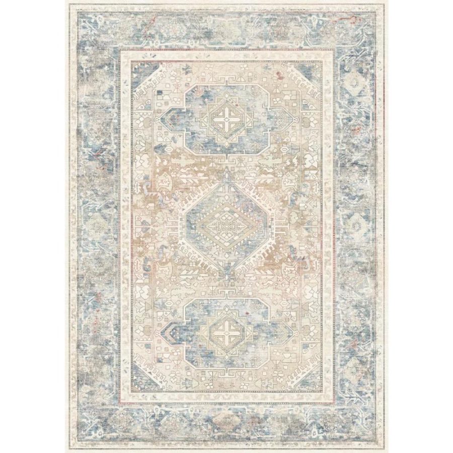 Elera Blue Red Beige Rug – 5×7 Rugs – Premium Linen | 5×7 Rugs 5x7 Rugs 5x7 Rugs