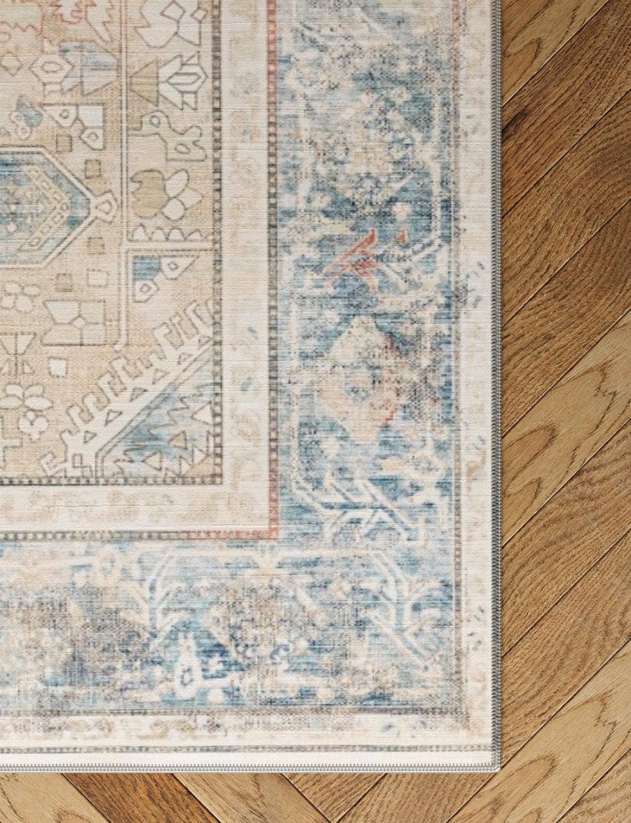 Elera Blue Red Beige Rug – 5×7 Rugs – Premium Linen | 5×7 Rugs 5x7 Rugs 5x7 Rugs