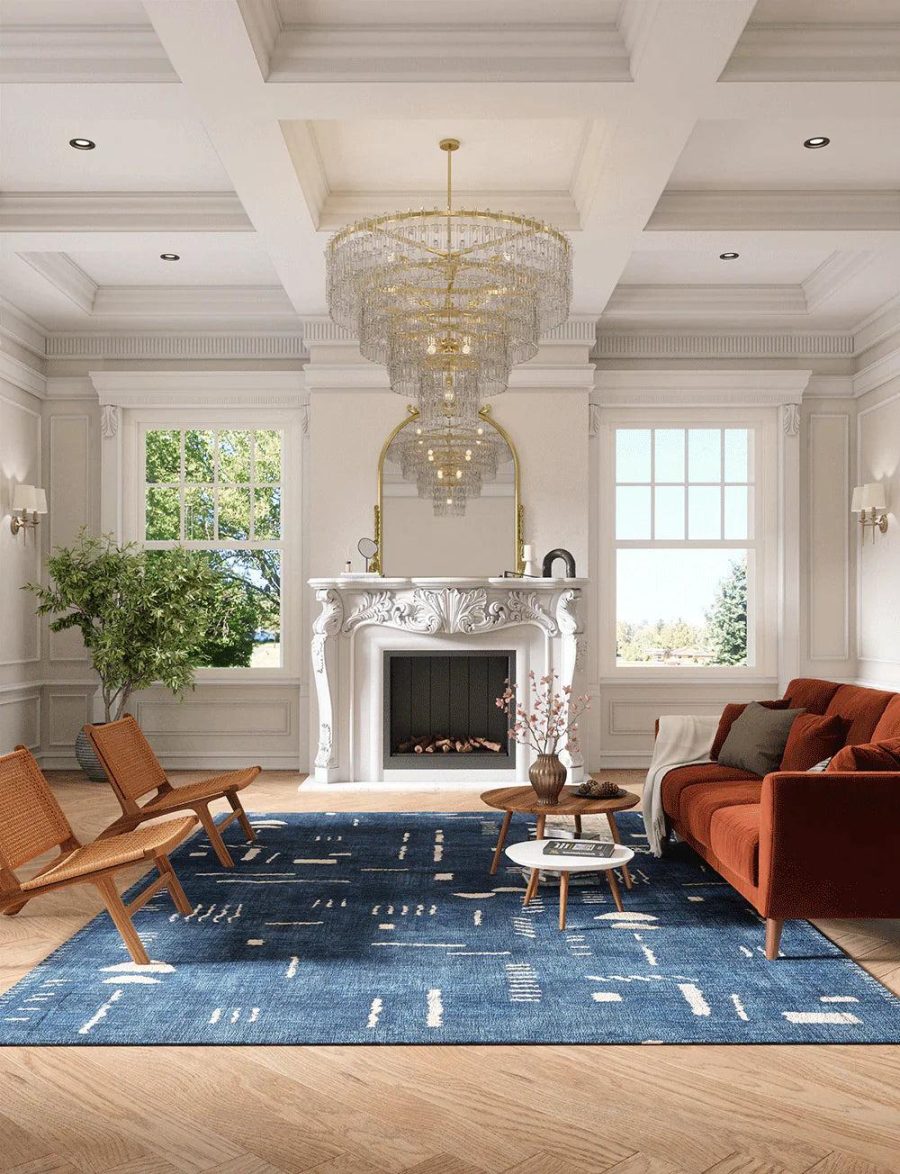 Jama Navy Blue Rug – 5×7 Rugs – Premium Linen | 5×7 Rugs 5x7 Rugs 5x7 Rugs