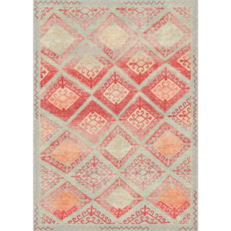 Kazna Orange Teal Rug – 5×7 Rugs – Premium Linen | 5×7 Rugs 5x7 Rugs 5x7 Rugs