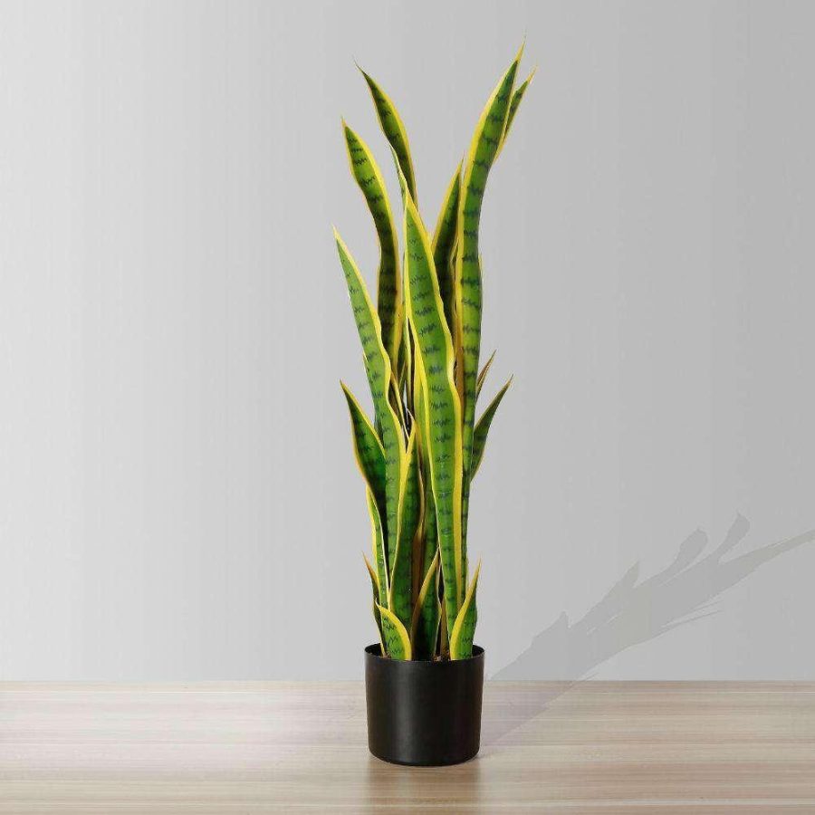 Luna Artificial Snake Sansevieria Yellow & Green Potted Plant (Multiple Sizes) | Artificial Plants & Trees Artificial Plants Artificial Plants & Trees