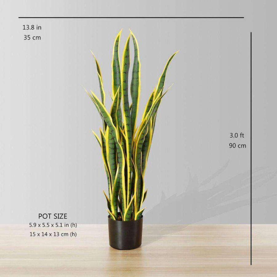 Luna Artificial Snake Sansevieria Yellow & Green Potted Plant (Multiple Sizes) | Artificial Plants & Trees Artificial Plants Artificial Plants & Trees