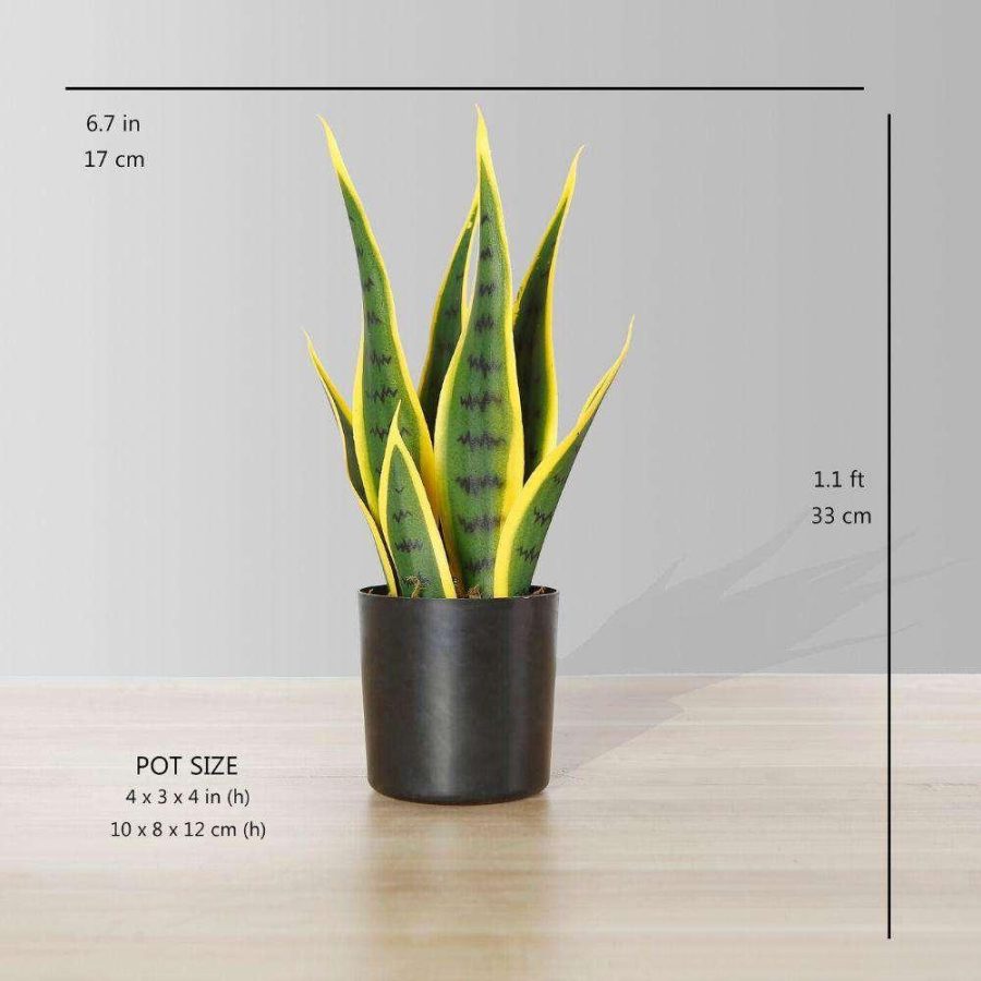 Luna Artificial Snake Sansevieria Yellow & Green Potted Plant (Multiple Sizes) | Artificial Plants & Trees Artificial Plants Artificial Plants & Trees