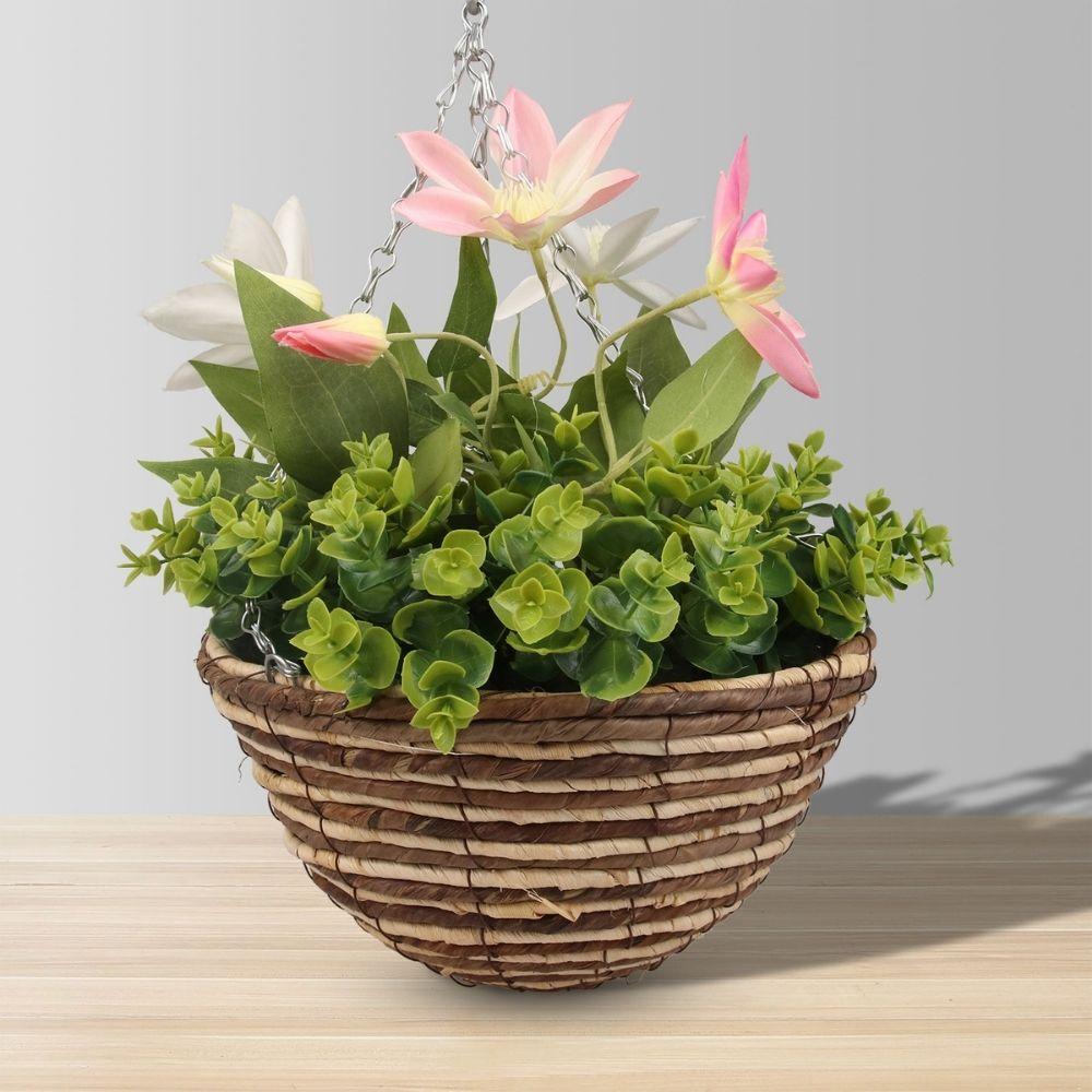 Lyla Artificial Floral Arrangement In Hanging Basket | Potted Hanging Plants Decor Potted Hanging Plants