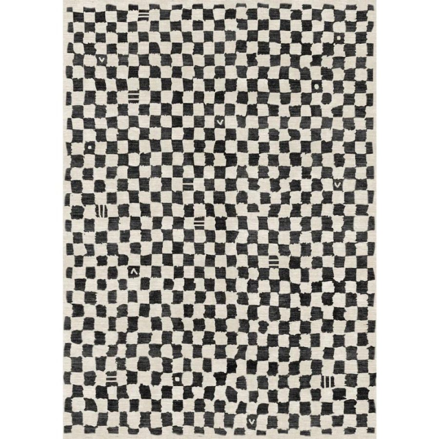 Metro Checkered Black & White Rug – 5×7 Rugs – Premium Linen | 5×7 Rugs 5x7 Rugs 5x7 Rugs