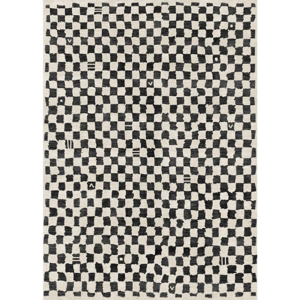 Metro Checkered Black & White Rug – 5×7 Rugs – Premium Linen | 5×7 Rugs 5x7 Rugs 5x7 Rugs