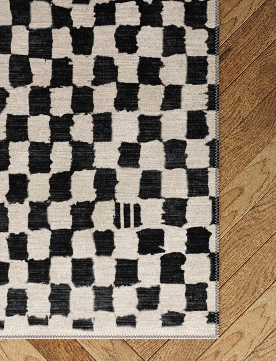 Metro Checkered Black & White Rug – 5×7 Rugs – Premium Linen | 5×7 Rugs 5x7 Rugs 5x7 Rugs