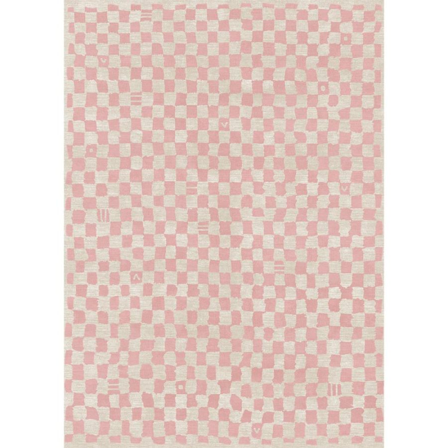 Metro Checkered Malibu Pink & White Rug – 6×9 Rugs – Premium Linen | 6×9 Rugs 6x9 Rugs 6x9 Rugs