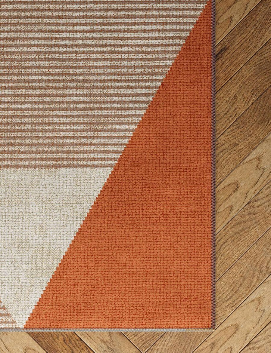 Mizza Orange Beige Rug – 5×7 Rugs – Premium Linen | 5×7 Rugs 5x7 Rugs 5x7 Rugs