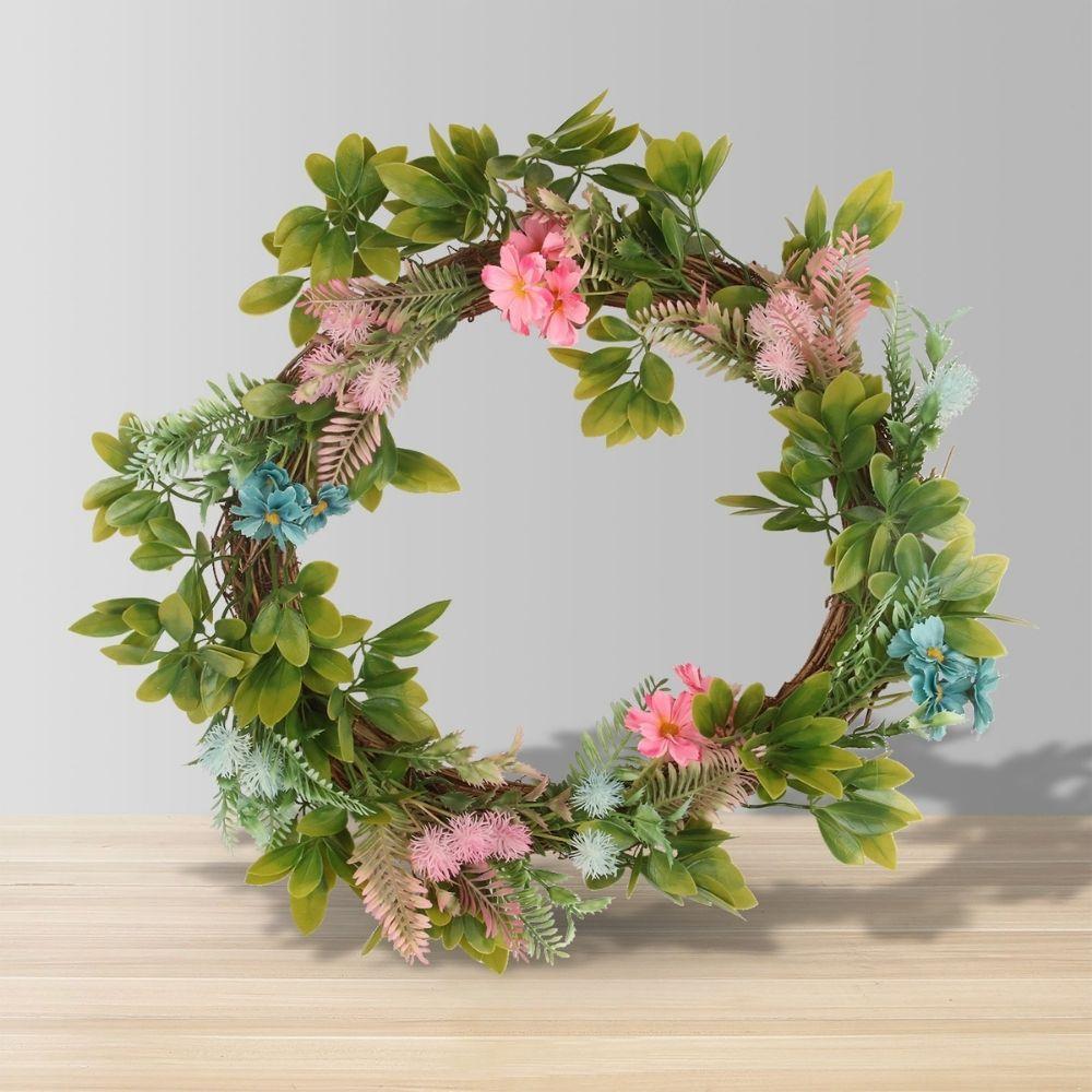 Pastel Artificial Floral Wreath 18.9” | Artificial Wreaths Decor Artificial Wreaths