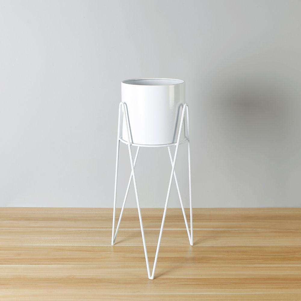 Shira White Planter With Hairpin Legs (61Cm) | Metal Metal Metal