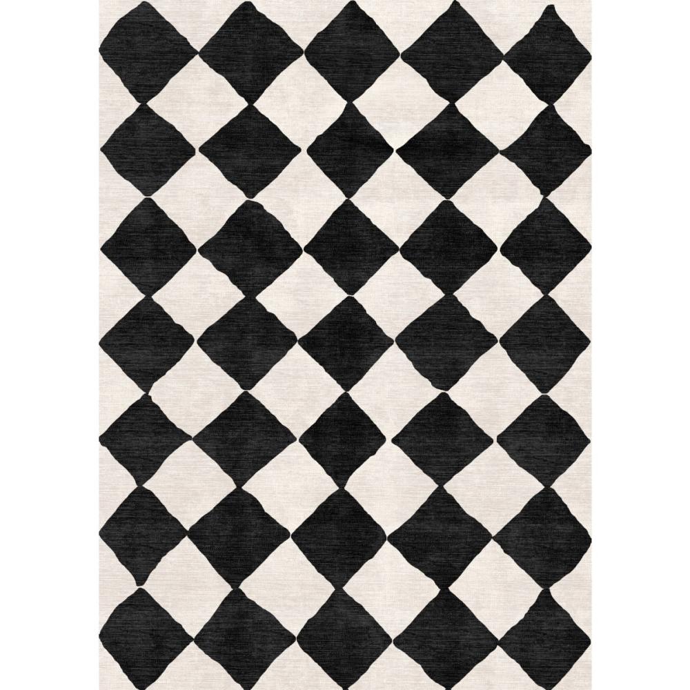 Trestres Checkered Black & Ivory Rug – 2.5×10 Rugs – Premium Linen | 2.5×10 Rugs 2.5x10 Rugs 2.5x10 Rugs