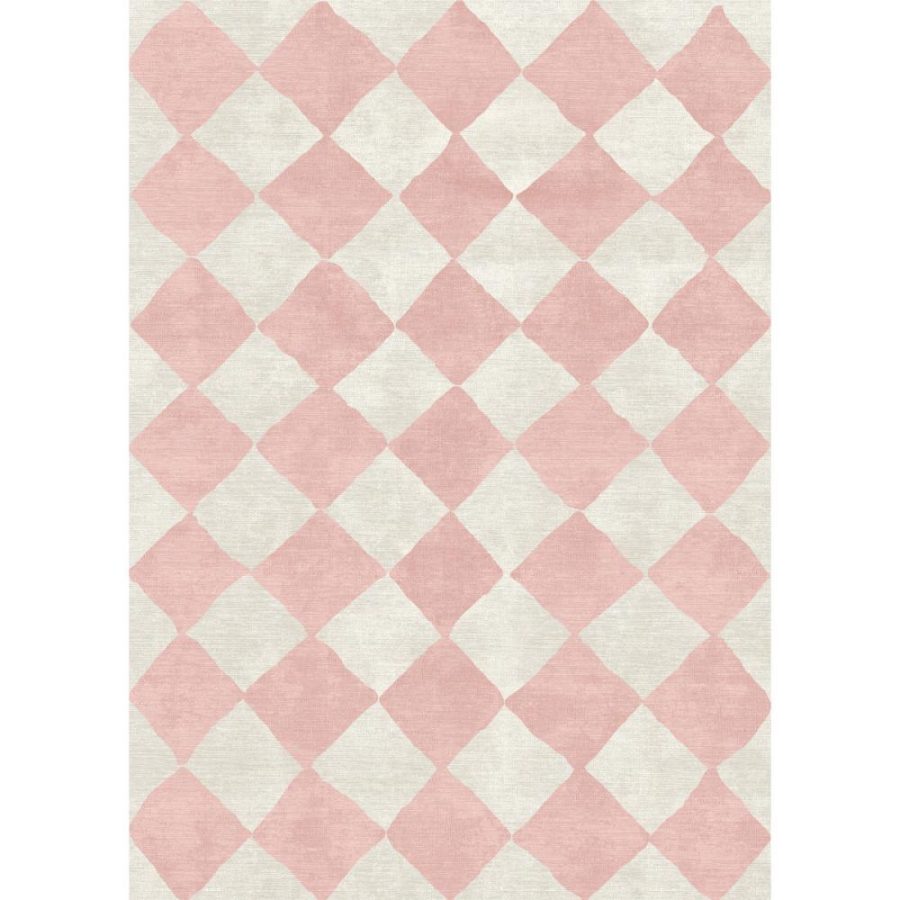 Trestres Checkered Malibu Pink & Ivory Rug – 5×7 Rugs – Premium Linen | 5×7 Rugs 5x7 Rugs 5x7 Rugs