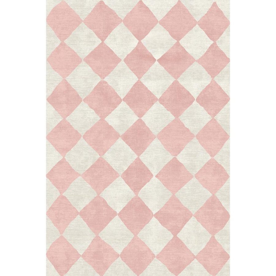 Trestres Checkered Malibu Pink & Ivory Rug – 5×7 Rugs – Premium Linen | 5×7 Rugs 5x7 Rugs 5x7 Rugs