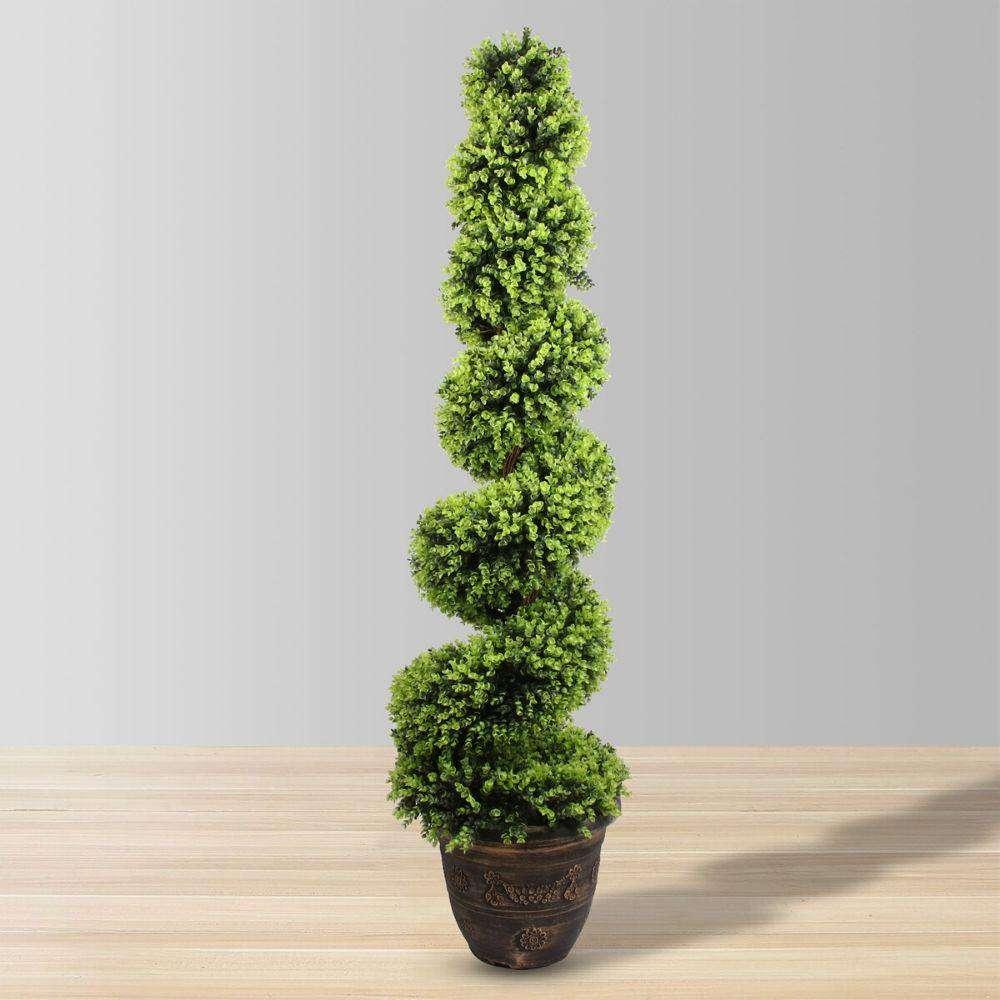 Wales Faux Potted Spiral Boxwood Topiary Plant (Multiple Sizes) | Artificial Plants & Trees Artificial Boxwood Topiary Artificial Boxwood Topiary