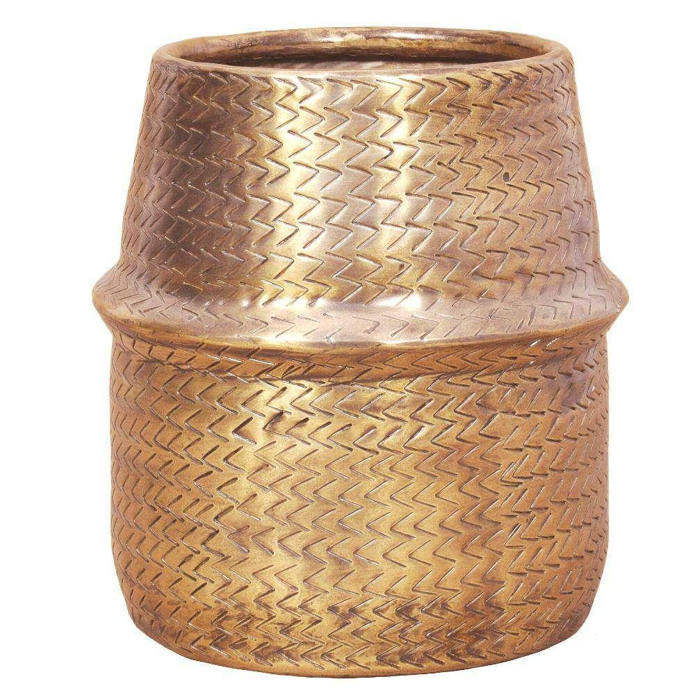 Bonita -Rattan Brass Finish Planter | Brass Brass Brass