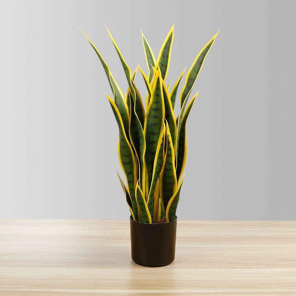 Luis Artificial Snake Sansevieria Yellow & Green Potted Plant 26" | Artificial Plants & Trees Artificial Plants Artificial Plants & Trees